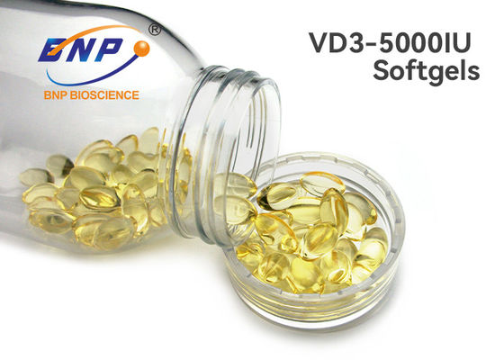 250mg διαφανής βιταμίνη D3 5000 IU Softgels συμπληρωμάτων cOem